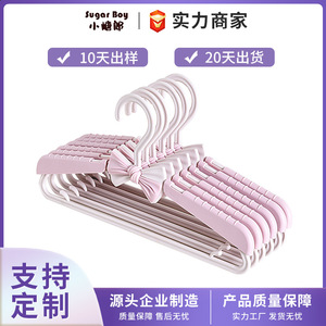 Cintres personnalisés antidérapants pour vêtements d'enfants, extensibles, en plastique, pour séchage de nœuds de bébé, rose, lot de 5, organisateur de vêtements à crochets - Product Image 4