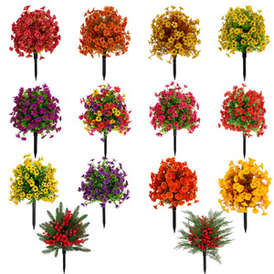 Ramo de Flores Artificiales Naranjas de Plástico y Seda para Decoración de Jardín, Plantas Decorativas para Exteriores, Flores para Decoración del Hogar y Accesorios para Bodas - Product Image 5