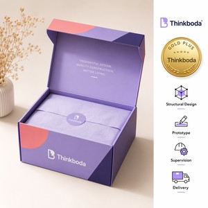 Boîte cadeau de luxe personnalisée violette, boîte d'expédition minimaliste violette, emballage esthétique géométrique pour kit de relations publiques d'influenceurs - Product Image 1