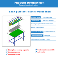 Factory Custom Lean Pipe Industrie Esd Tisch Werkstatt Elektronischer Techniker Montage Werkbank Werkbank Schreibtisch mit LED-Licht
