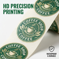 Étiquettes pour tasses à café en rouleau, résistantes à la chaleur et au froid, en vinyle découpé, pour emballages de boissons, autocollants personnalisés avec logo pour étiquettes d'emballage