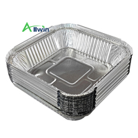 Barquettes de cuisson jetables en aluminium 8x8 pouces, lot de 30, avec couvercle, 1350 ml, pour emballage sous film rétractable
