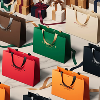 Sac en papier cadeau de luxe écologique en gros avec logo personnalisé et poignée en ruban