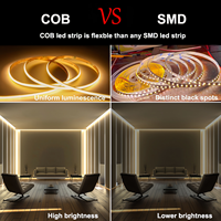 Bande LED Ultra-Mince Cri 90 COB 6000K 4000K 3000K 12v 24v Smart 3mm 5mm 8mm Cob Éclairage Décoratif