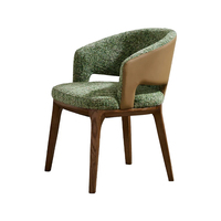 Fauteuil de salle à manger rembourré de style Mid-Century Modern, dossier en jacquard chenille artistique, pieds en bois de frêne, pour la maison et l'hôtel