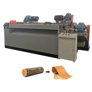 Automatic spindleless log debarking and rounding machine veneer peeling line