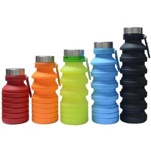 Bouteille d'eau pliable en silicone de qualité alimentaire avec logo personnalisé, portable, pour le sport en plein air, les voyages et la randonnée - Product Image 2