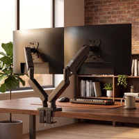 Bras de moniteur à double ressort à gaz pour poste de travail à domicile, support de bureau ergonomique réglable de 17 à 32 pouces, 10 kg, VESA 75x75 100x100