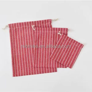 Sac à pain en toile de coton à cordon rouge pour le stockage des aliments et la protection contre la poussière - Product Image 2