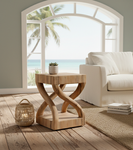 Tabouret en bois de Suar artisanal au design moderne, courbes sculpturales, grain naturel riche, siège polyvalent, table d'appoint pour hôtel et appartement - Product Image 5