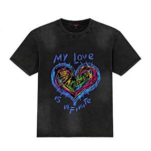 Camiseta de Manga Corta para Hombre, Estilo Informal, con Estampado de Moda, Gruesa y Versátil, con la Frase "Mi Amor Es Infinito" - Product Image 1