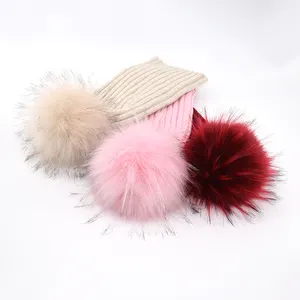 Faux Fur Pom Factory Price High Quality Faux Raccoon Fur Pom Poms 15cm Faux Fur Pompoms Accessories