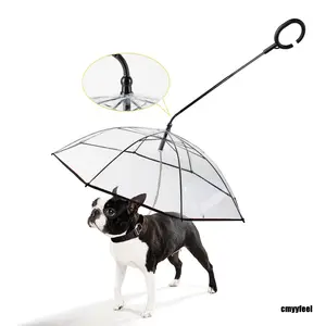 مظلة شفافة للكلاب الأليفة من النوع C, مظلة من النوع C ، مستلزمات الحيوانات الأليفة ، قابلة للتعديل ، حبل جر للمشي في الأيام الماطرة