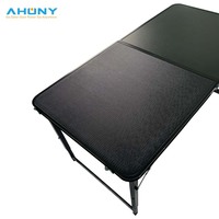 Petite table solaire pliable noire avec chargeur USB C 65W, portable, pour le camping, les pique-niques, intérieur/extérieur, hauteur réglable