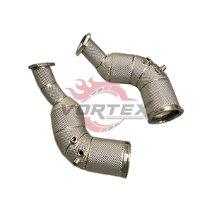 Collecteur d'échappement haute performance en acier inoxydable Vortex avec catalyseur pour Audi RS6 RS7 C8 4.0T V8 2020-2025 avec bouclier thermique, sans voyant d'avertissement moteur - Product Image 2