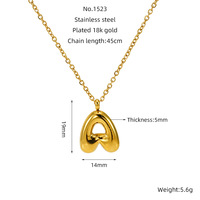 Collar de Moda con Colgante de Letra Inglesa de Acero Inoxidable con Baño de Oro de 18K, Collar de Clavícula con Alfabeto para Mujer, Joyería