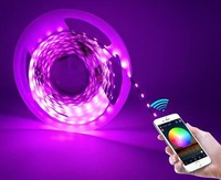 Bande LED intelligente multicolore avec télécommande 5m 10m 20m Rgb Décoration avec contrôle sans fil Application téléphonique contrôlée Alexa Tuya Wifi pour TV