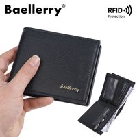 Dompet Pria Baellerry dari Kulit PU, Dompet Pendek, Dompet Bisnis, Kartu Kustom, Grosir, Dompet Minimalis, Kulit Pria, Pemblokir RFID