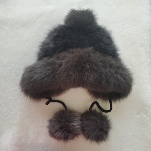 Chapeau en fourrure de <span class=keywords><strong>zibeline</strong></span> de haute qualité avec pompon en fourrure de renard, style Ushanka classique, en fourrure de vison véritable tissée pour femme - Product Image 4