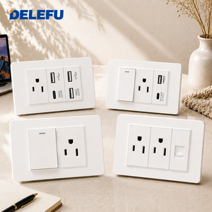 DELEFU - Enchufe de Pared Estándar Estadounidense para PC, Color Blanco, NEMA 5-15, <span class=keywords><strong>Tomacorriente</strong></span> Eléctrico <span class=keywords><strong>con</strong></span> USB A y USB C, Placa de Pared Modular - Product Image 4