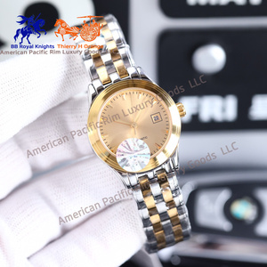 นาฬิกาข้อมืออัตโนมัติทรงกลมคลาสสิกสำหรับสุภาพสตรี แสดงวันที่ นาฬิกาสำหรับใส่ทำงานหรือลำลอง สายสแตนเลส - Product Image 5