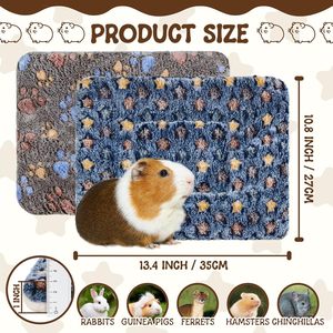 <span class=keywords><strong>2</strong></span> tapis de lit rectangulaires lavables pour cochon d'Inde et lapin, coussin chaud pour petits animaux, tapis de lit pour chinchilla, hérisson, furet, lit d'hiver pour animaux de compagnie - Product Image 2