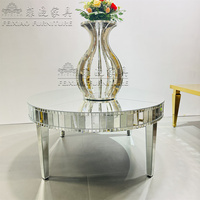 Meubles de banquet d'hôtel populaires table de mariage ronde réfléchissante argentée brillante en bois