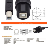 Câble d'alimentation de données de 1m étanche à la poussière 480Mbps USB2.0 Standard B Type mâle à femelle Extension de données Conception de montage sur panneau de voiture