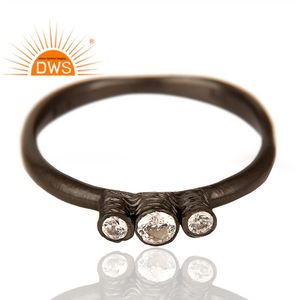 Última venta plata esterlina 925 negro rodio plateado Natural Cz piedra preciosa Midi anillo personalizado joyería fabricante - Product Image 2