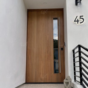 Porte en bois moderne à battants, porte extérieure en bois, design postmoderne pour maisons et villas, portes d'<span class=keywords><strong>entrée</strong></span> en bois - Product Image 2