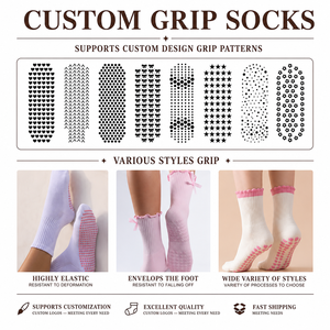 Chaussettes de Pilates personnalisées pour femmes avec sangles, antidérapantes, chaussettes de yoga à motif cœur, chaussettes de cheville tricotées OEM - Product Image 3