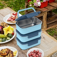 Lonchera Bento de Acero Inoxidable 304 con Múltiples Compartimentos Sellados para Mantener la Comida Fresca, Contenedor de Almuerzo para Niños, Estudiantes y Cantina