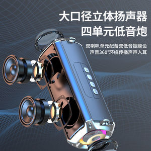 Haut-parleur portable Claison avec subwoofer, double diaphragme, batterie rechargeable, utilisation en extérieur, lumière LED colorée - Product Image 4