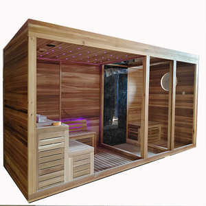 Cabine de sauna et de douche à vapeur combinée moderne 2 en 1, traditionnelle, avec bois de cèdre massif brûlant, cabanes de sauna à vapeur, anitaire - Product Image 1