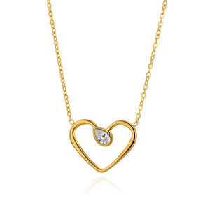 Collier personnalisé avec logo, en acier inoxydable plaqué or 18 carats, résistant à l'eau et inaltérable, avec zircon en forme de cœur pour femme - Product Image 5