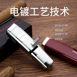Briquet électronique coupe-vent en métal, accessoire de fumage pour cigares, cadeau d'affaires - Product Image 4