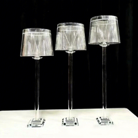 Lot de 3 bougeoirs en acrylique style européen avec abat-jour rayés, coffret cadeau pour événements et mariages