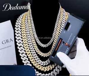 Cadena Cubana DAMAI con Moissanita Helada, Plata de Ley 925, Chapada en Oro y Plata, Gruesa y Sólida, Joyería Hip Hop Certificada para Hombre - Product Image 4