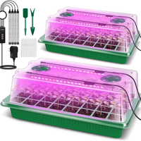 2 Sets 40 Cellules Timer Dim Humidity Domes Germination Kit Garden Nursery Plant Seedling Grow Box With 4 LED Grow Lights Grow Tray