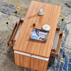 Table à café/salle à manger extensible pliable multifonction moderne personnalisée avec 4 tabourets en verre trempé pour ensembles de meubles de maison - Product Image 3