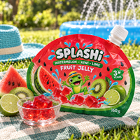 Sachet d'emballage personnalisé imprimé refermable avec bec verseur en forme de melon, kiwi, citron vert, 160g, pour snacks de gelée de fruits, avec fermeture éclair pour enfants