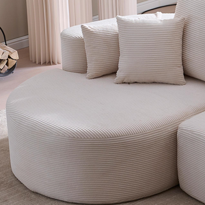 106 In. Ensemble de canapé sectionnel incurvé en tissu, 2 pièces, moderne et inclinable, avec chaise longue, pour villa, salon, chambre, appartement - Gris - Product Image 4