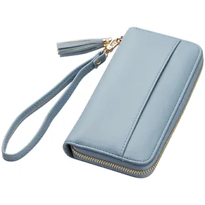 Großhandel individuell modisch RFID-blockierung lange Brieftasche für Damen kleine Hand-Armband-Brieftasche