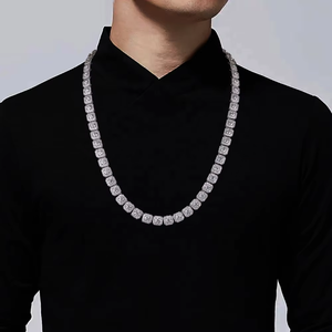 Gioielleria Hiphop in <span class=keywords><strong>argento</strong></span> <span class=keywords><strong>925</strong></span> Sterling Bling ghiacciato VVS Moissanite Rock Candy Square <span class=keywords><strong>catena</strong></span> da Tennis per donna <span class=keywords><strong>uomo</strong></span> partito - Product Image 4