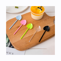 Aanpasbare Wegwerp Doorzichtige Plastic Fruit Dessertvorken Lepel Hartvormig Bestek Voor Party Camping Ps Plastic Cakemes