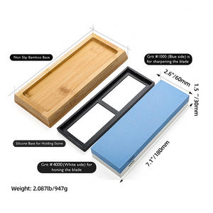 Sistema de afilado de <span class=keywords><strong>cuchillos</strong></span> de cocina con base de bambú, <span class=keywords><strong>piedra</strong></span> de <span class=keywords><strong>afilar</strong></span> de doble cara con grano 400/1000, afilador de <span class=keywords><strong>cuchillos</strong></span> Santoku y Damasco para chef - Product Image 6