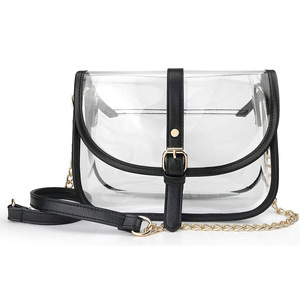 Custom PVC Women's Shoulder Bags <strong>Clear</strong> Bag Stadium Approval Waterproof <strong>Handbag</strong> for Travel Fashion Transparent Crossbody Bags - Product Image 1