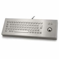PC-800TB-DESK IP54 Keyboard Trackball Desktop Baja Tahan Karat Industri Tahan Air 65 Tombol USB PS/2 untuk Mesin CNC Kios