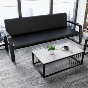 <span class=keywords><strong>Sillas</strong></span> de <span class=keywords><strong>Espera</strong></span> para Salón de Belleza, Muebles con Estructura Metálica, Tres Asientos, <span class=keywords><strong>Sillas</strong></span> de <span class=keywords><strong>Espera</strong></span> de Cuero para Salón de Peluquería - Product Image 2