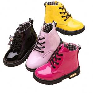 Kinder Stiefeletten für Jungen Mädchen Frühling Herbst Seite Reiß verschluss Rutsch festes Leder Warme Baumwolle EVA bedruckte Kinderschuhe für den Sommer - Product Image 4